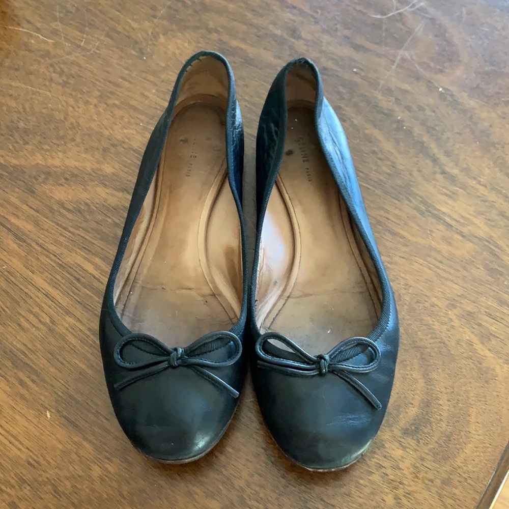 Celine black leather flats